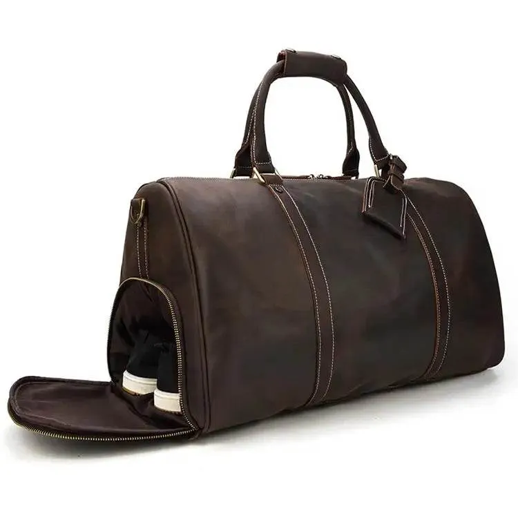 Vintage Fashion Leather Men’s Travel Duffel Bag Luggage