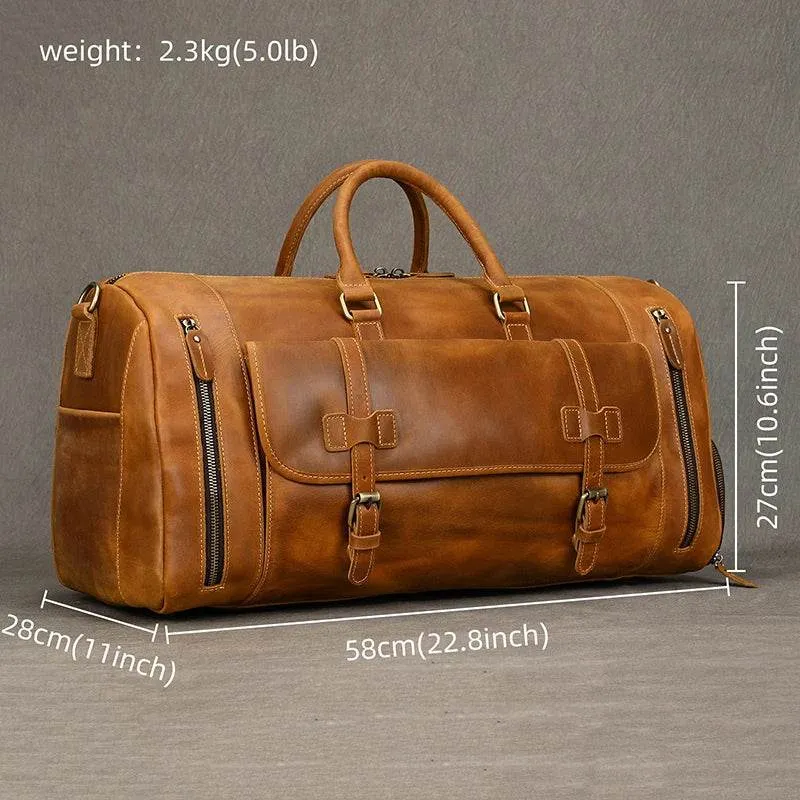 Vintage Fashion Leather Men’s Travel Duffel Bag Luggage