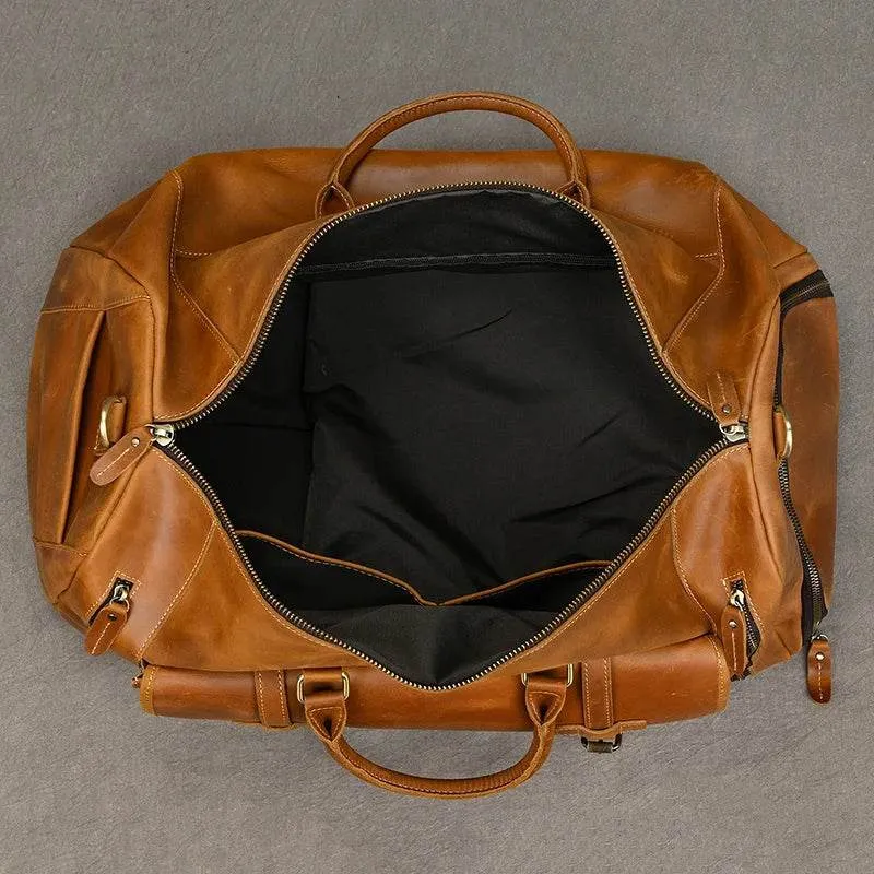 Vintage Fashion Leather Men’s Travel Duffel Bag Luggage