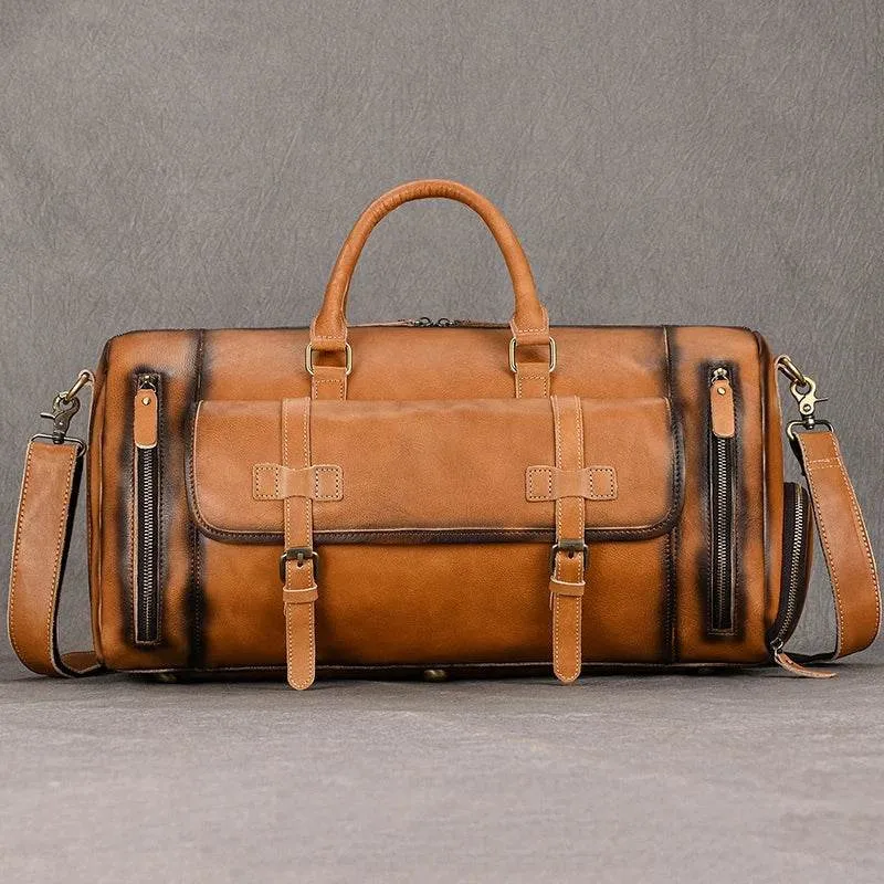 Vintage Fashion Leather Men’s Travel Duffel Bag Luggage