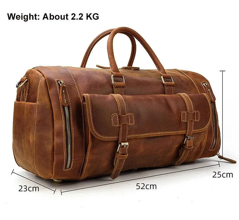 Vintage Fashion Leather Men’s Travel Duffel Bag Luggage