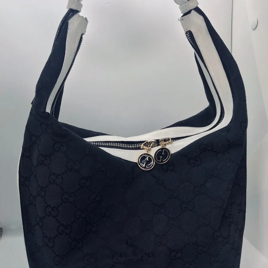 Vintage Gucci Monogram Shoulder Bucket Bag