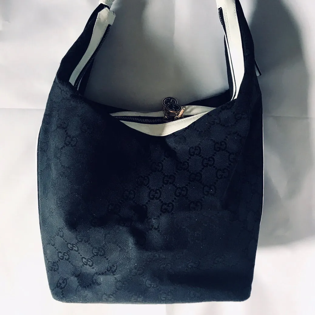 Vintage Gucci Monogram Shoulder Bucket Bag