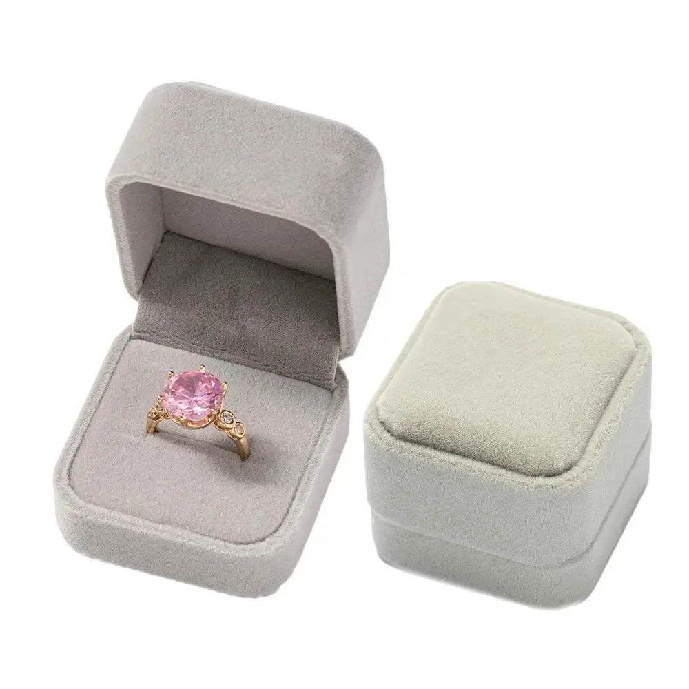 Vintage Hexagon Velvet Jewelry Single Ring Box Empty Case Holder for Engagement Wedding Ceremony Valentines Day Gift Organizer