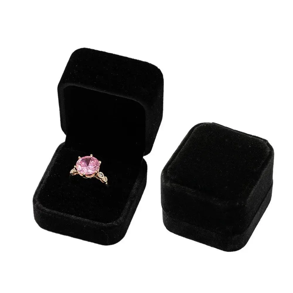 Vintage Hexagon Velvet Jewelry Single Ring Box Empty Case Holder for Engagement Wedding Ceremony Valentines Day Gift Organizer