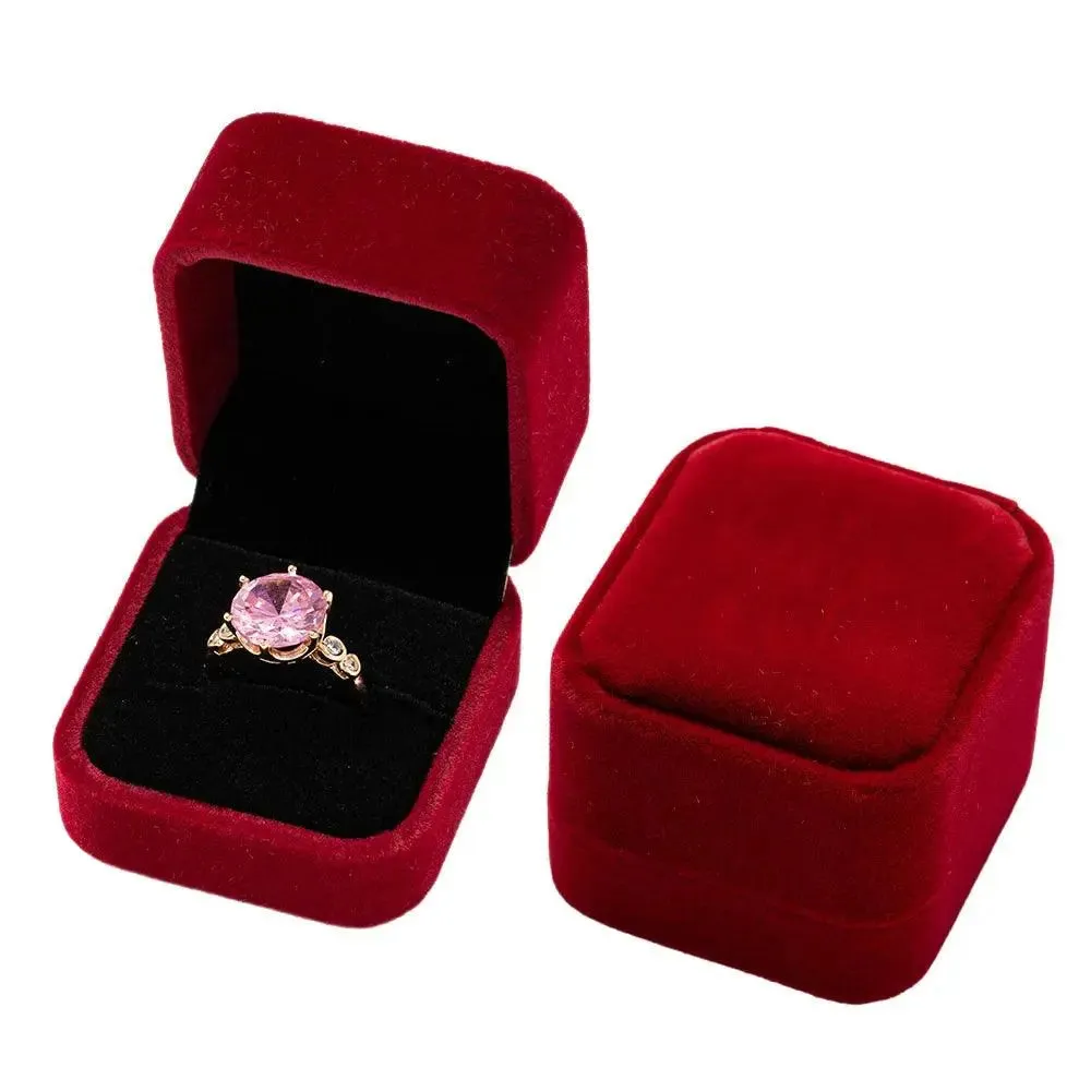 Vintage Hexagon Velvet Jewelry Single Ring Box Empty Case Holder for Engagement Wedding Ceremony Valentines Day Gift Organizer