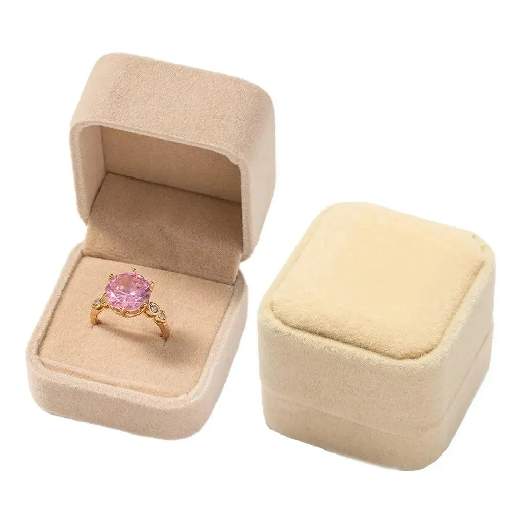 Vintage Hexagon Velvet Jewelry Single Ring Box Empty Case Holder for Engagement Wedding Ceremony Valentines Day Gift Organizer