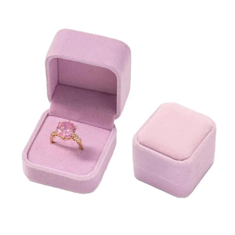Vintage Hexagon Velvet Jewelry Single Ring Box Empty Case Holder for Engagement Wedding Ceremony Valentines Day Gift Organizer