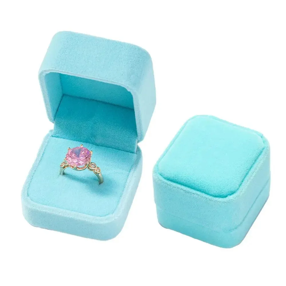 Vintage Hexagon Velvet Jewelry Single Ring Box Empty Case Holder for Engagement Wedding Ceremony Valentines Day Gift Organizer