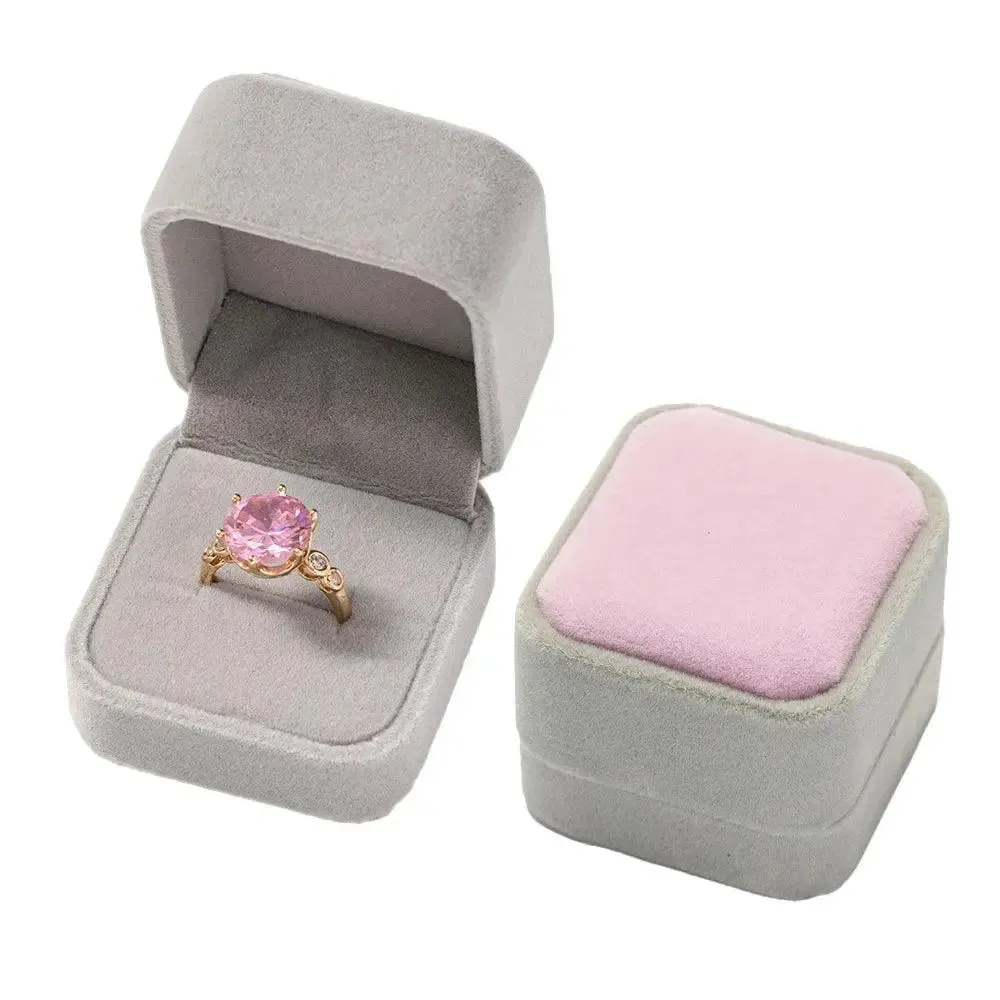 Vintage Hexagon Velvet Jewelry Single Ring Box Empty Case Holder for Engagement Wedding Ceremony Valentines Day Gift Organizer