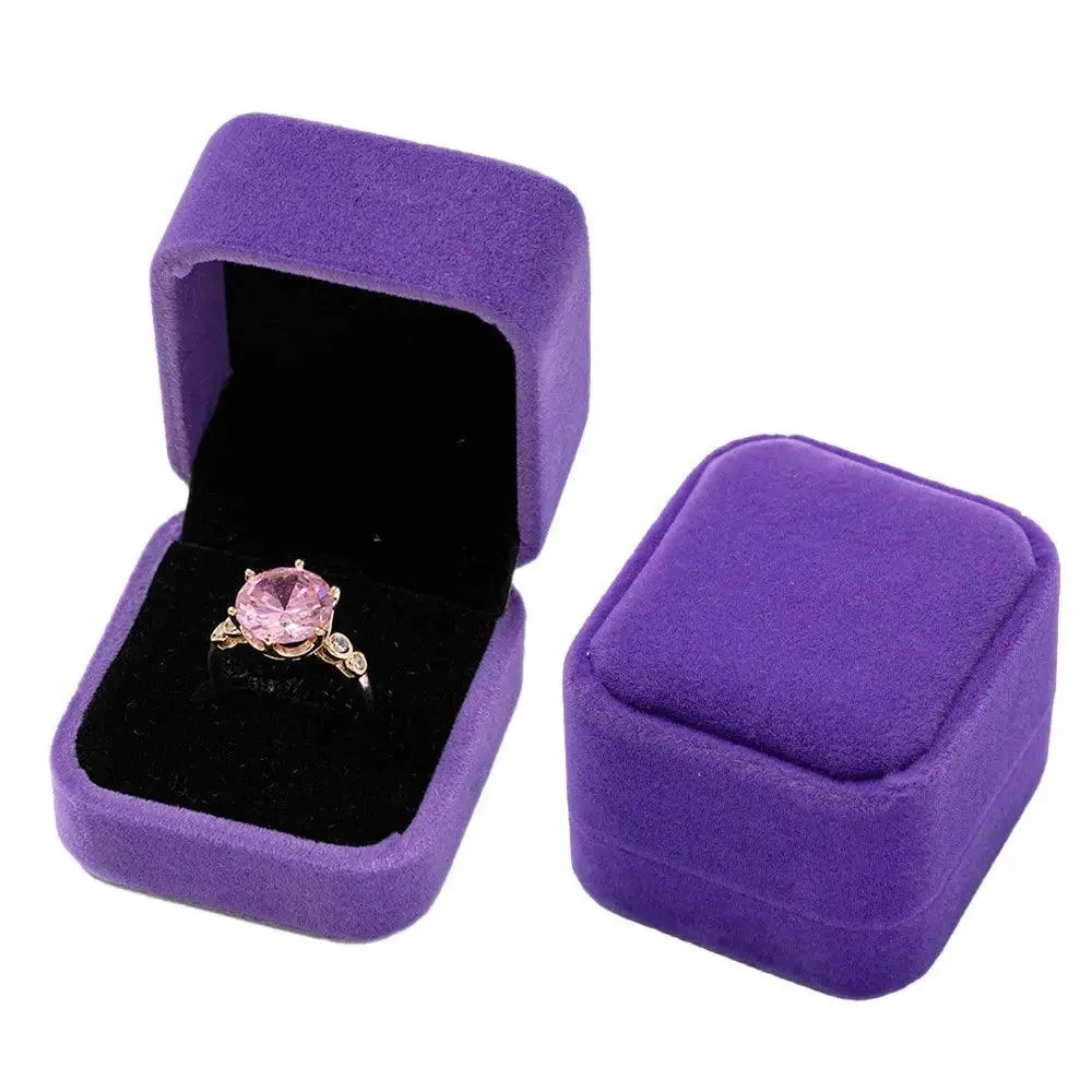 Vintage Hexagon Velvet Jewelry Single Ring Box Empty Case Holder for Engagement Wedding Ceremony Valentines Day Gift Organizer