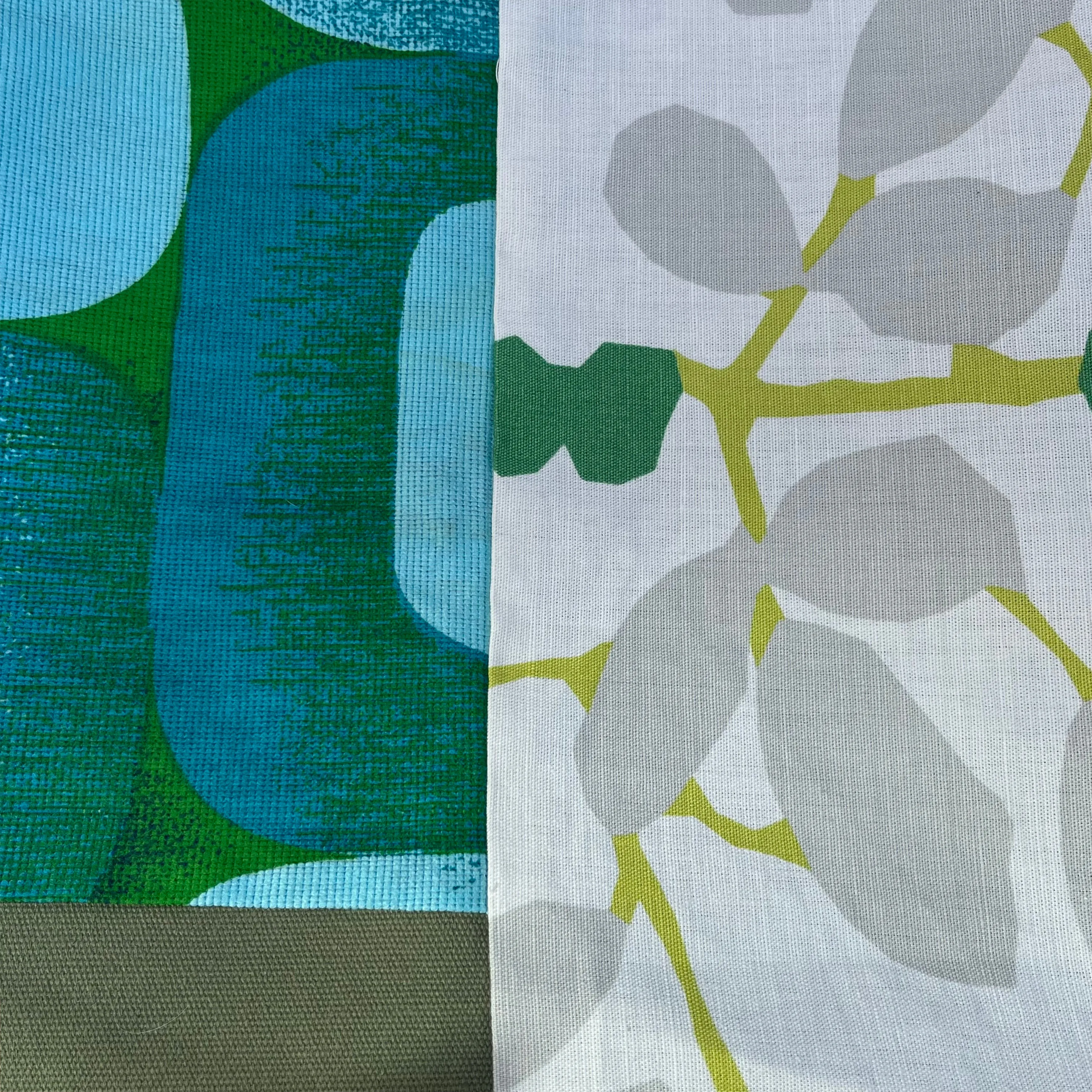 Vintage IKEA BAG - blue circles and green floral