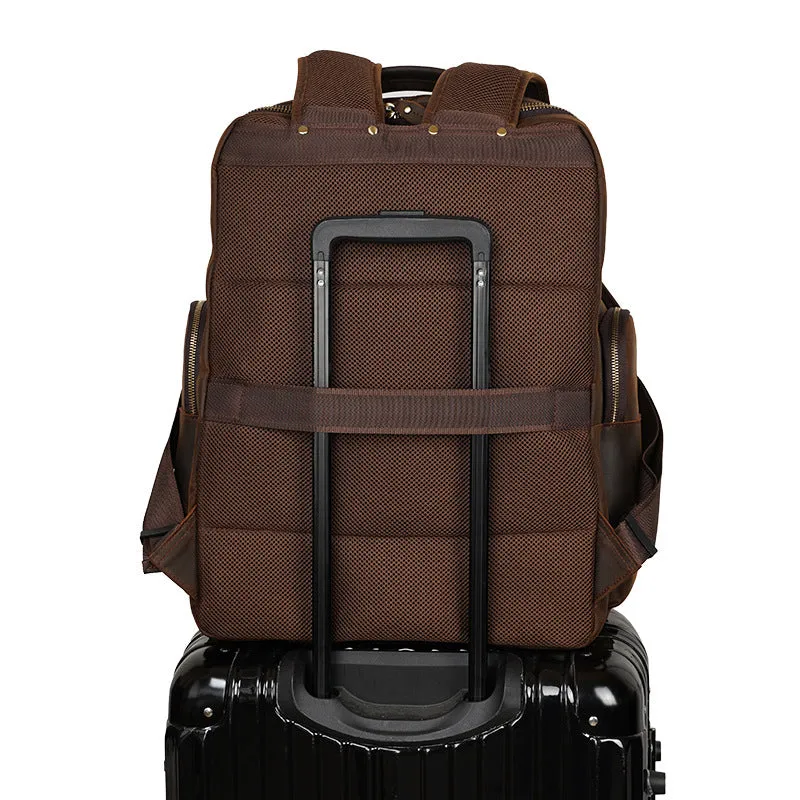 Vintage Leather Backpack Full Grain Crazy Horse Leather Travel Backpack Large Laptop Backpack Retro Rucksack