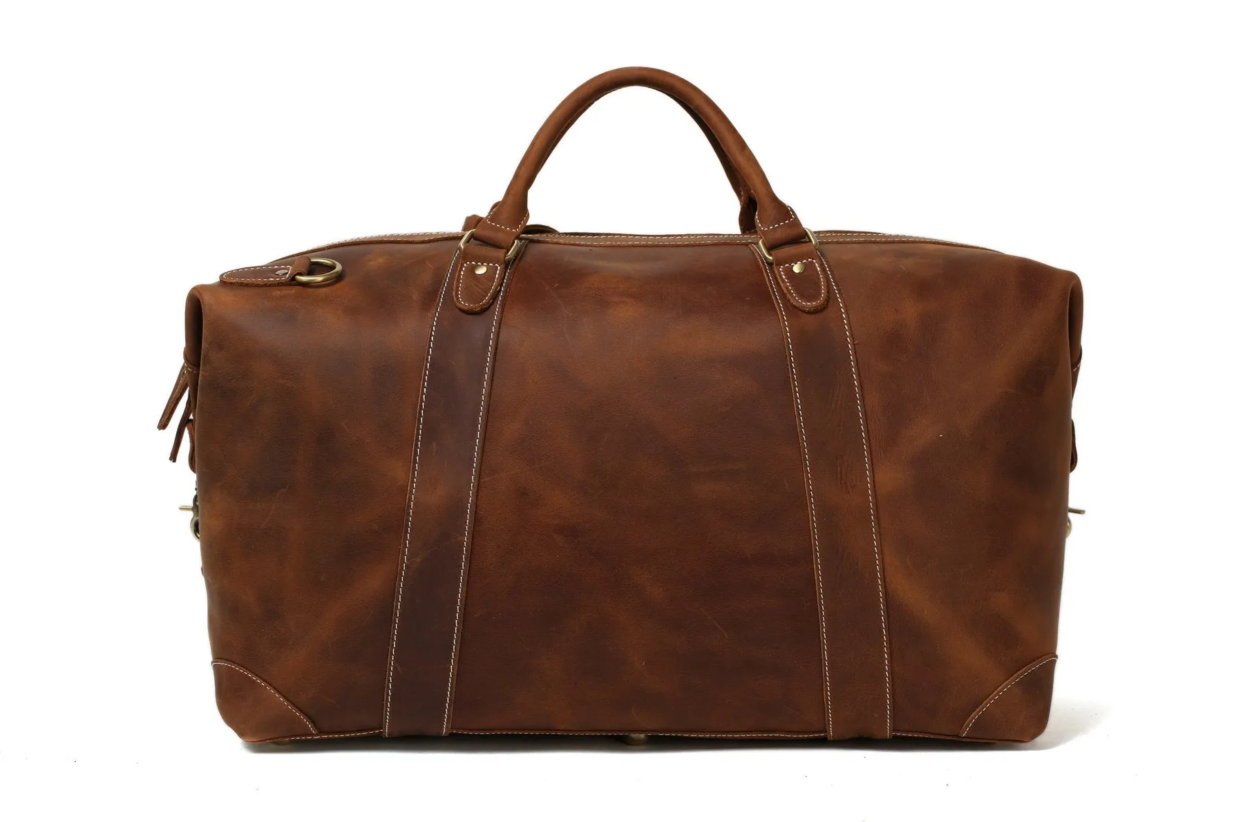 Vintage Leather Duffle Bag, Leather Travel Bag, Mens Weekend Bag