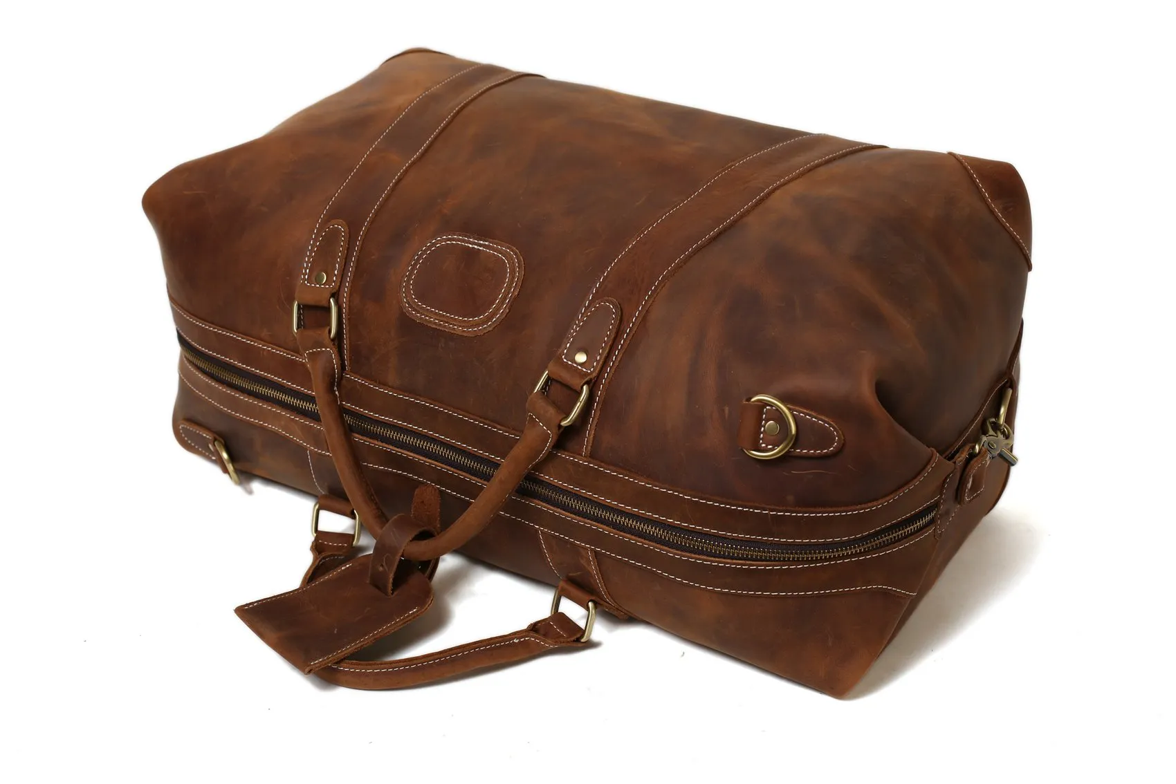 Vintage Leather Duffle Bag, Leather Travel Bag, Mens Weekend Bag