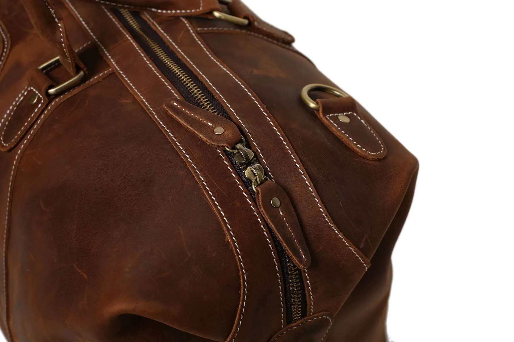 Vintage Leather Duffle Bag, Leather Travel Bag, Mens Weekend Bag