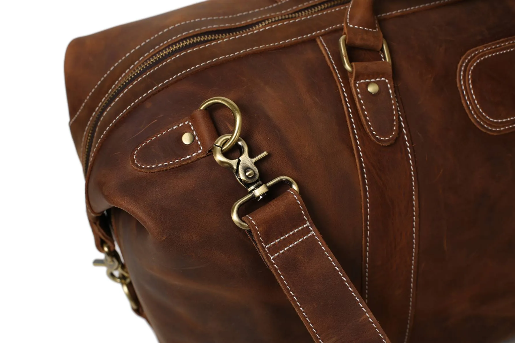 Vintage Leather Duffle Bag, Leather Travel Bag, Mens Weekend Bag