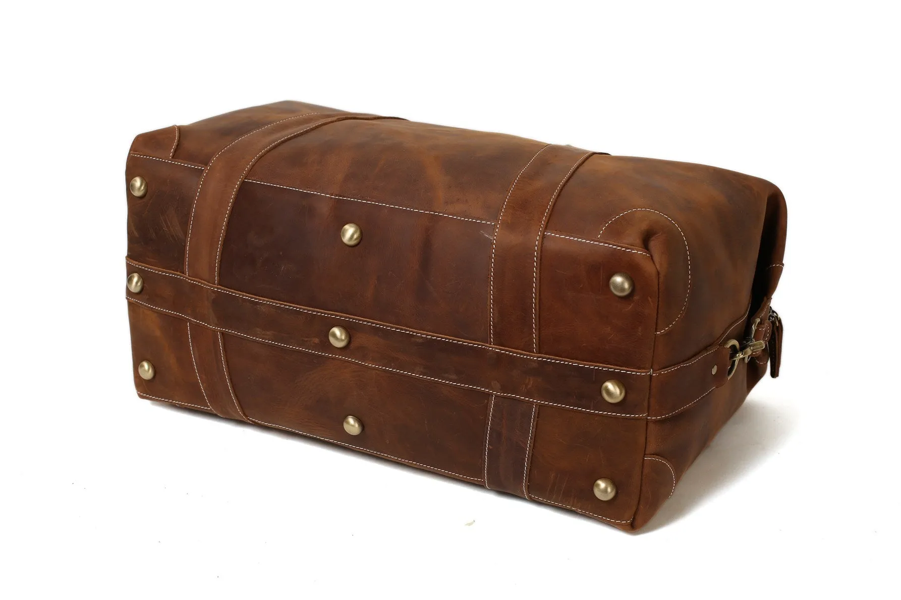 Vintage Leather Duffle Bag, Leather Travel Bag, Mens Weekend Bag