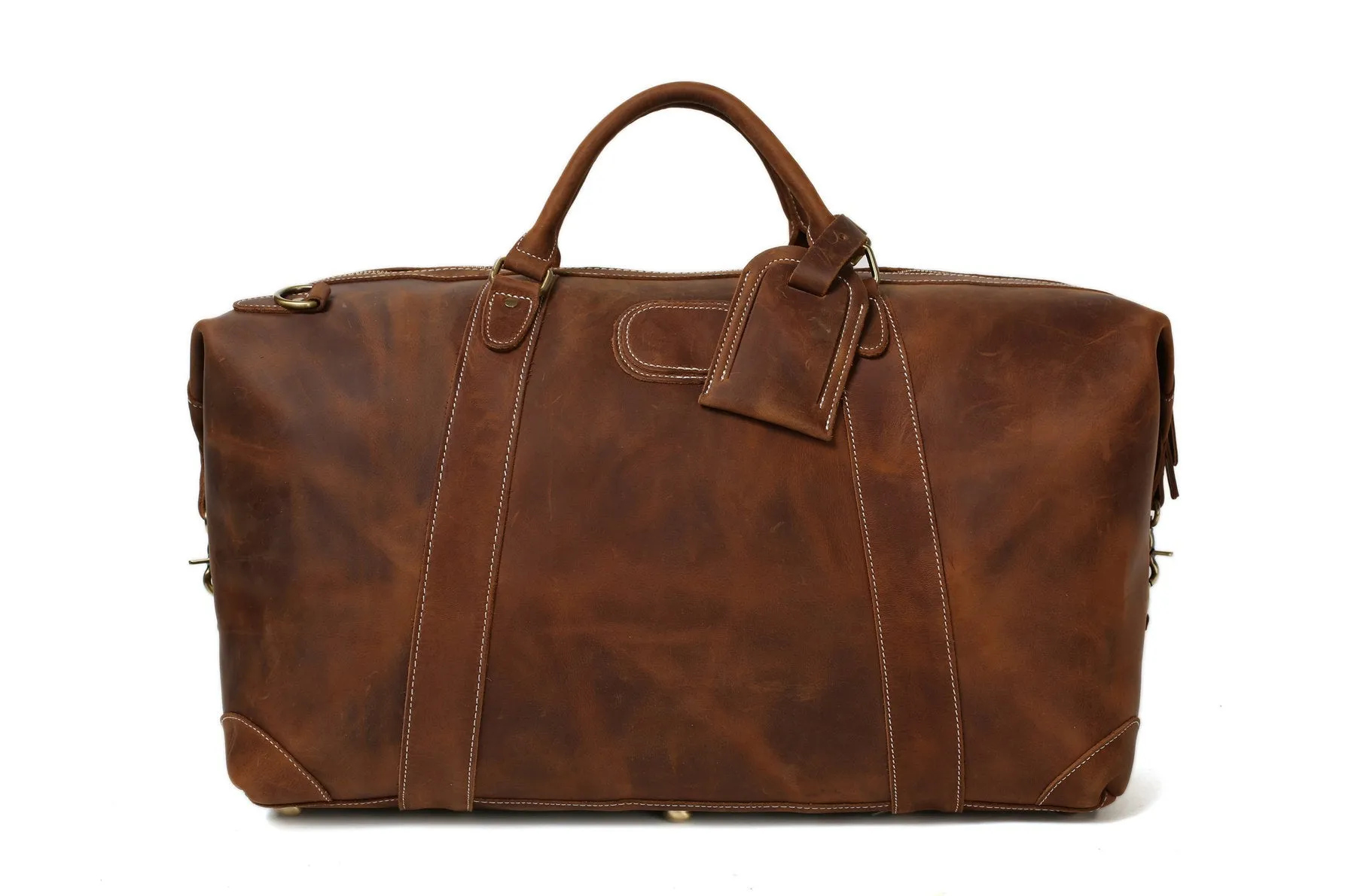 Vintage Leather Duffle Bag, Leather Travel Bag, Mens Weekend Bag