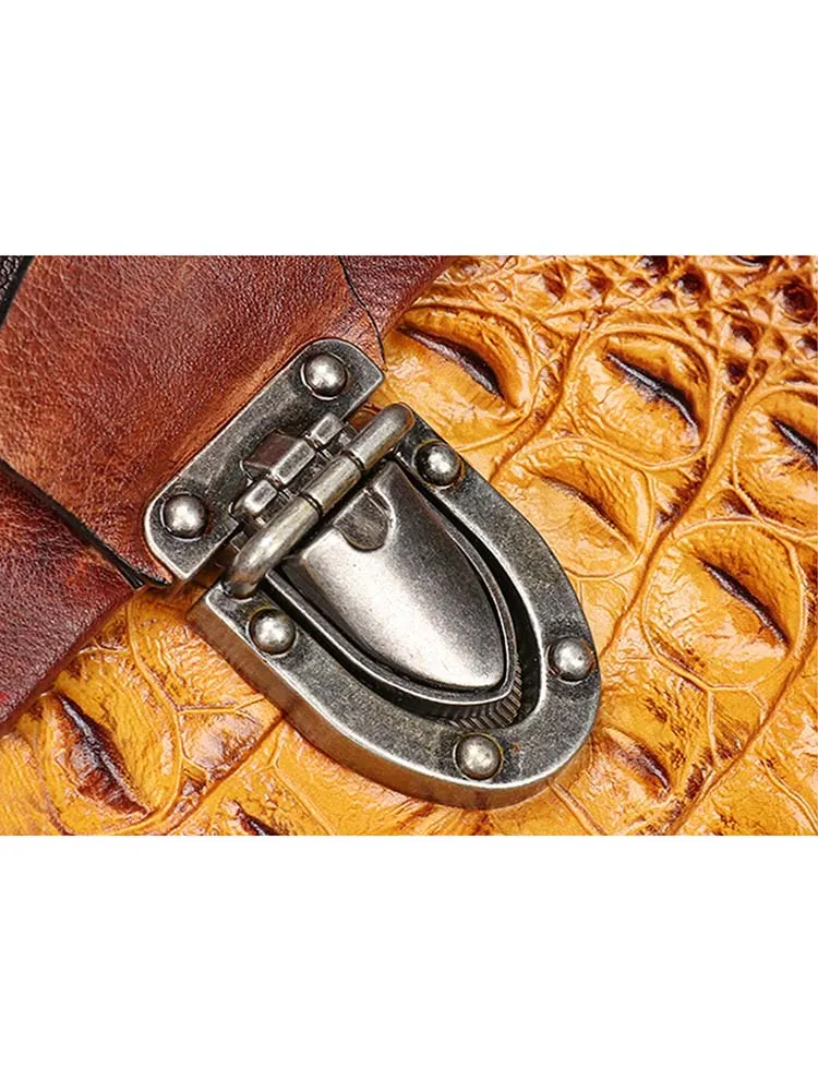 Vintage Leather Fashion Crocodile Pattern Handbag