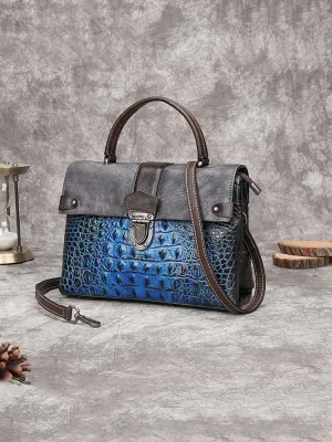 Vintage Leather Fashion Crocodile Pattern Handbag