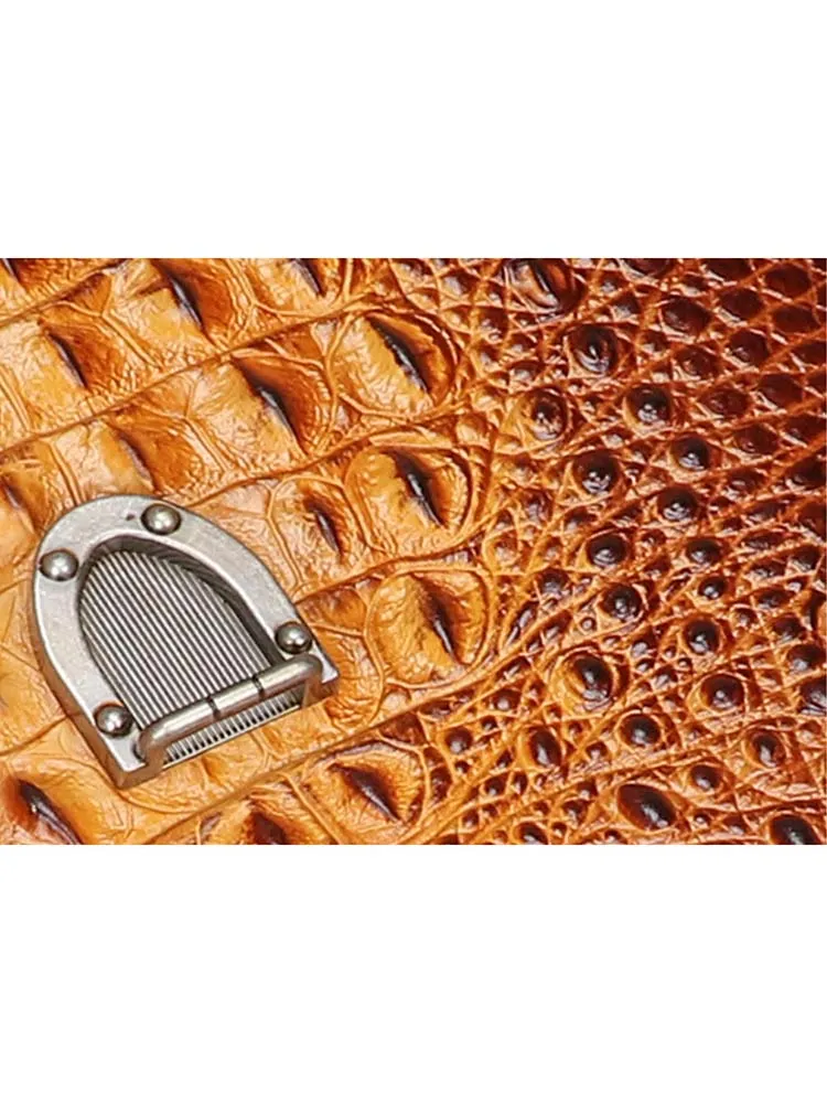Vintage Leather Fashion Crocodile Pattern Handbag