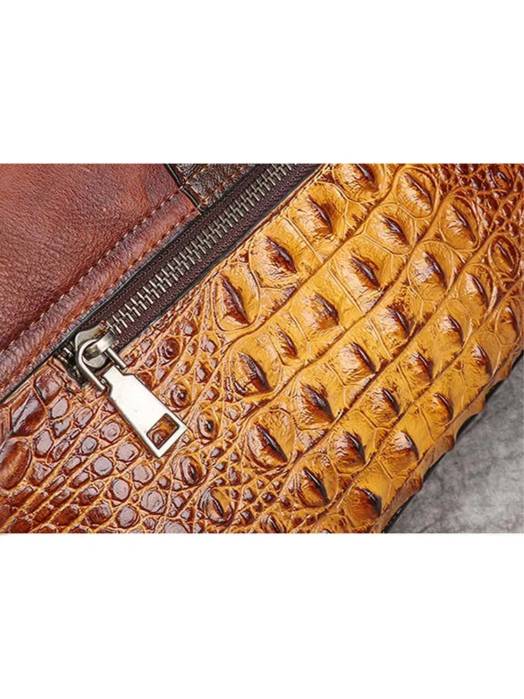 Vintage Leather Fashion Crocodile Pattern Handbag