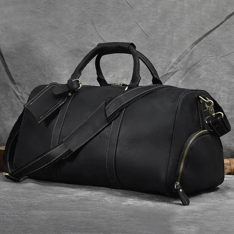Vintage Leather Travel Bag for Men Large Capacity Hand Luggage