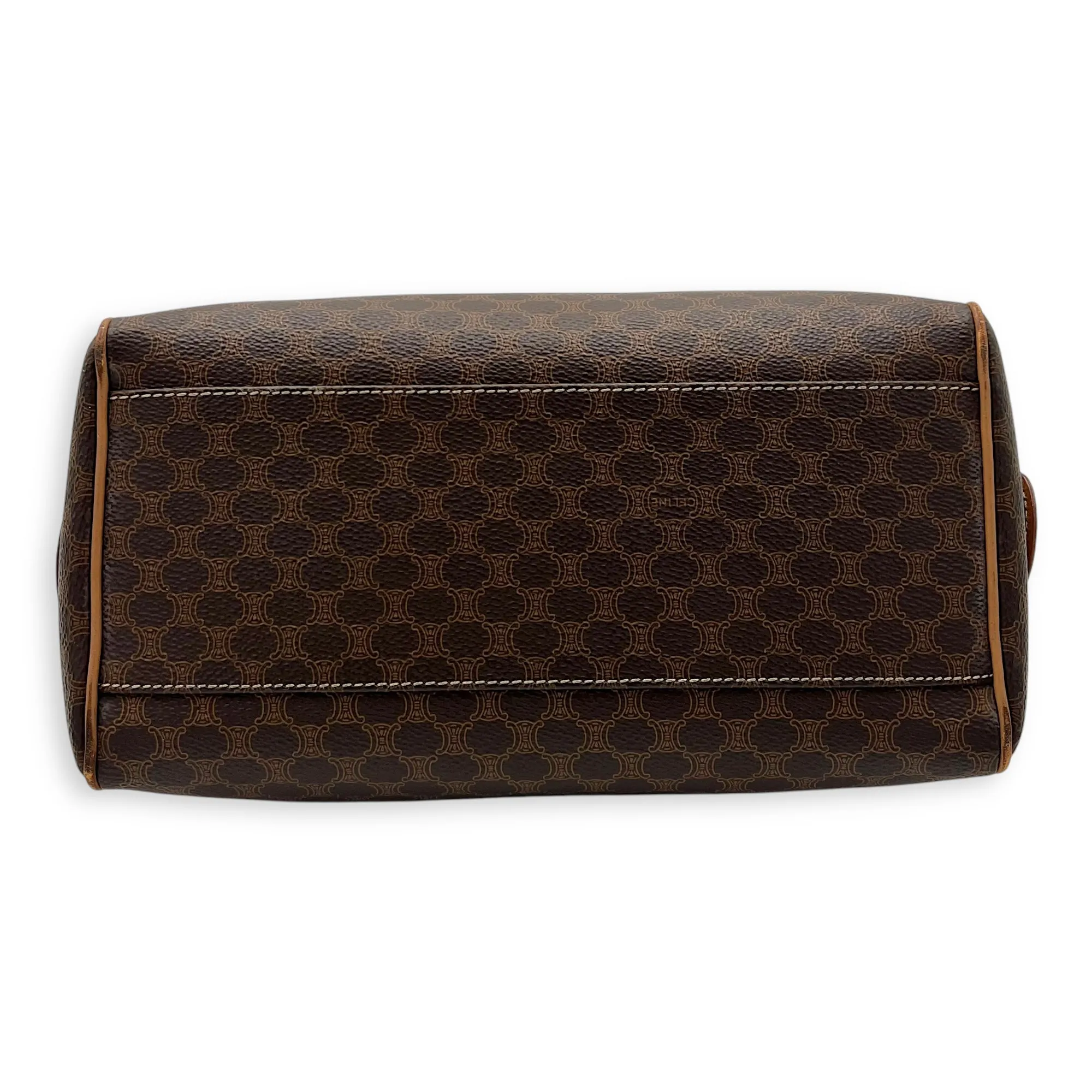 Vintage Macadam Boston Top Handle Bag Brown in Coated Canvas, Gold hardware