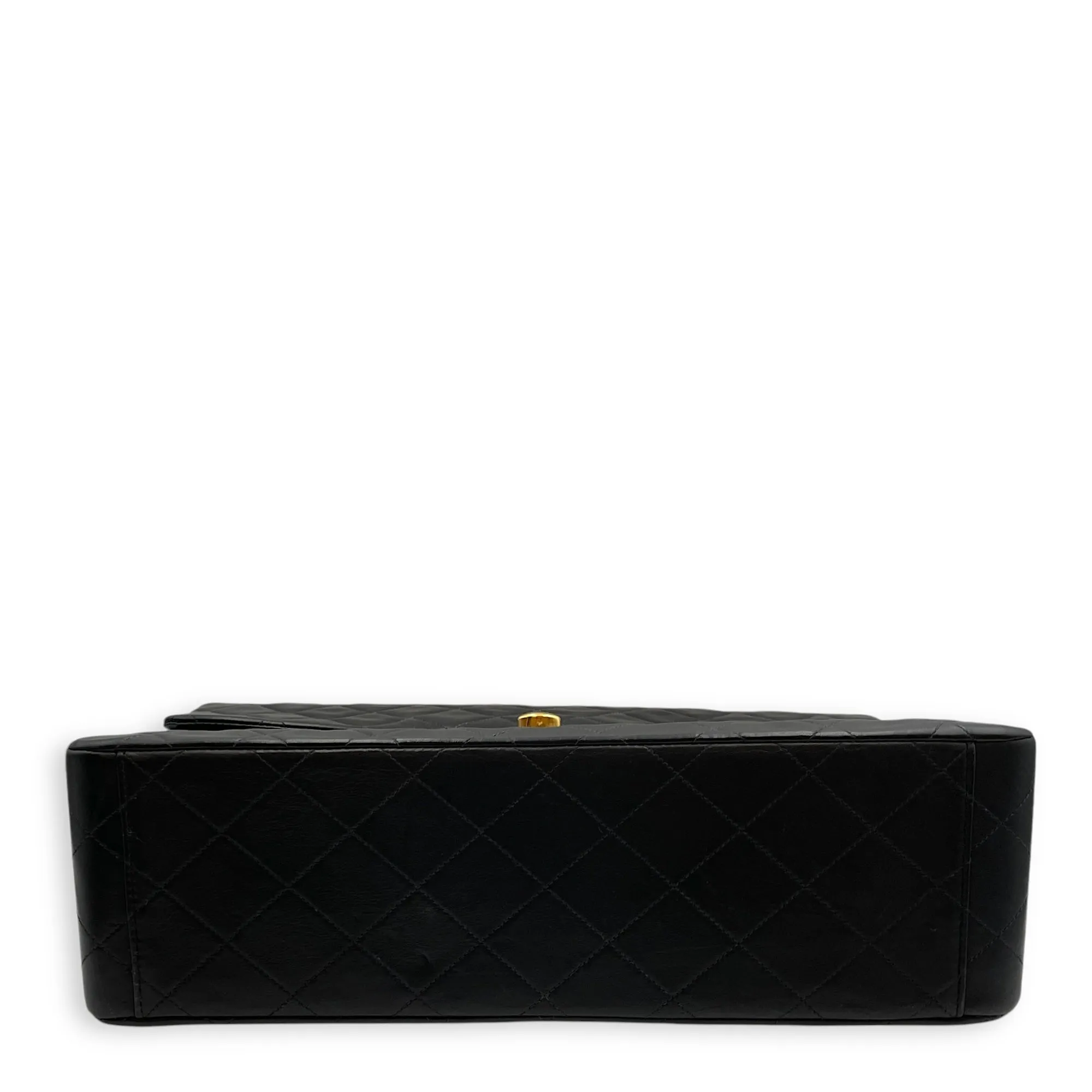 Vintage Maxl Black Flap Bag in Lambskin, Gold hardware
