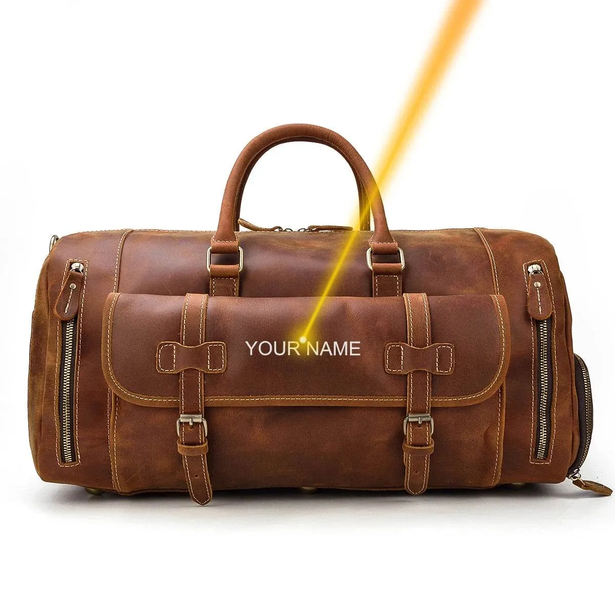 Vintage Men’s Leather Travel Bag Large Duffle with Shoe Compartment