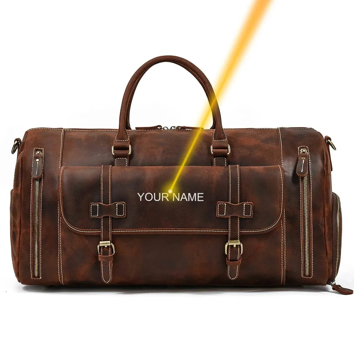 Vintage Men’s Leather Travel Bag Large Duffle with Shoe Compartment
