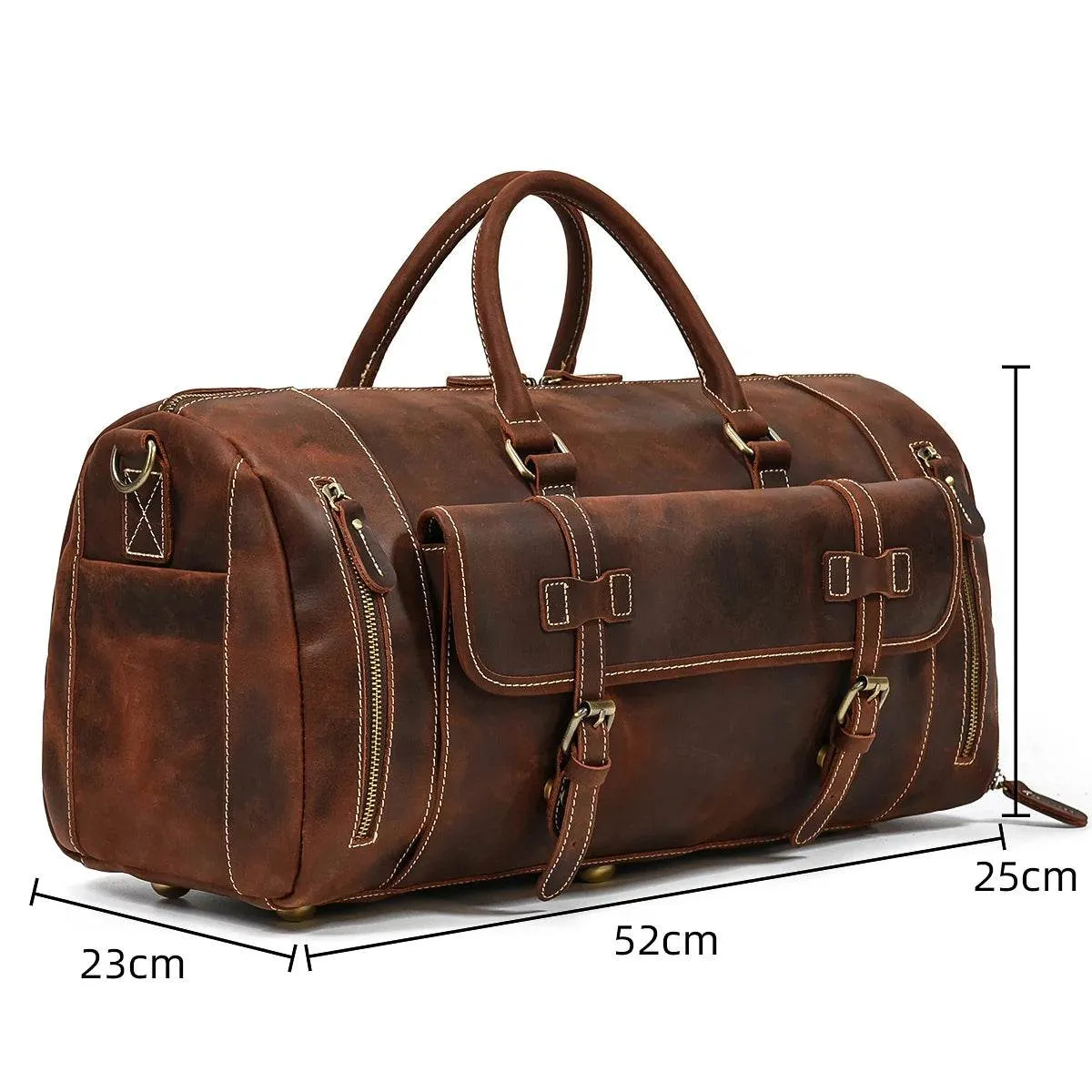 Vintage Men’s Leather Travel Bag Large Duffle with Shoe Compartment