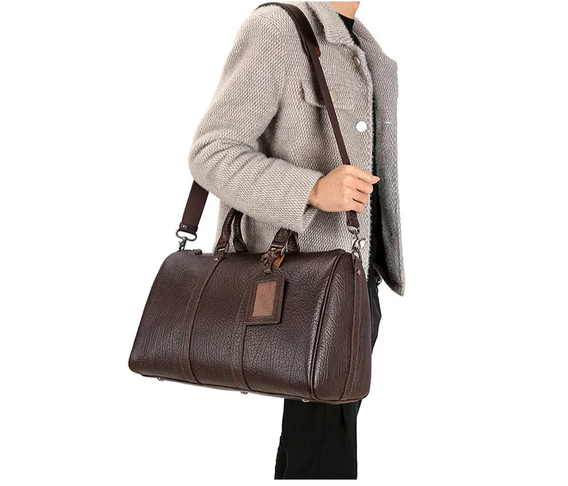 Vintage Waterproof Genuine Leather Travel Duffel Bag