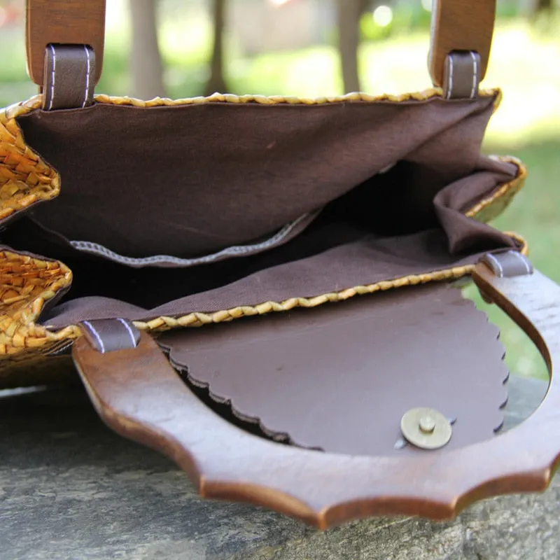 Vintage wooden handle handbag