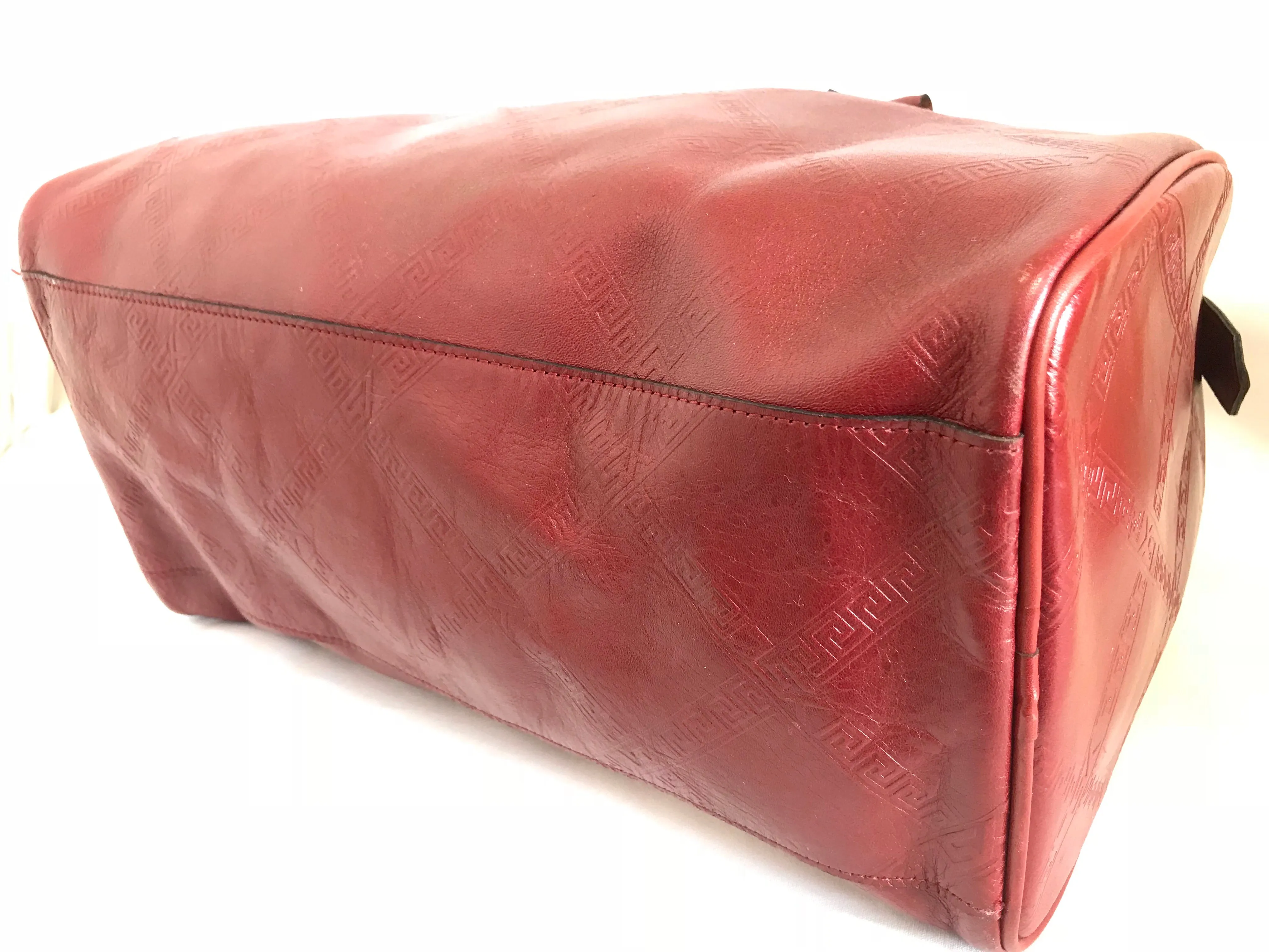 Vintage Yves Saint Laurent red brown handbag , mini duffle bag. Classic speedy bag design unisex YSL purse. 050320r13