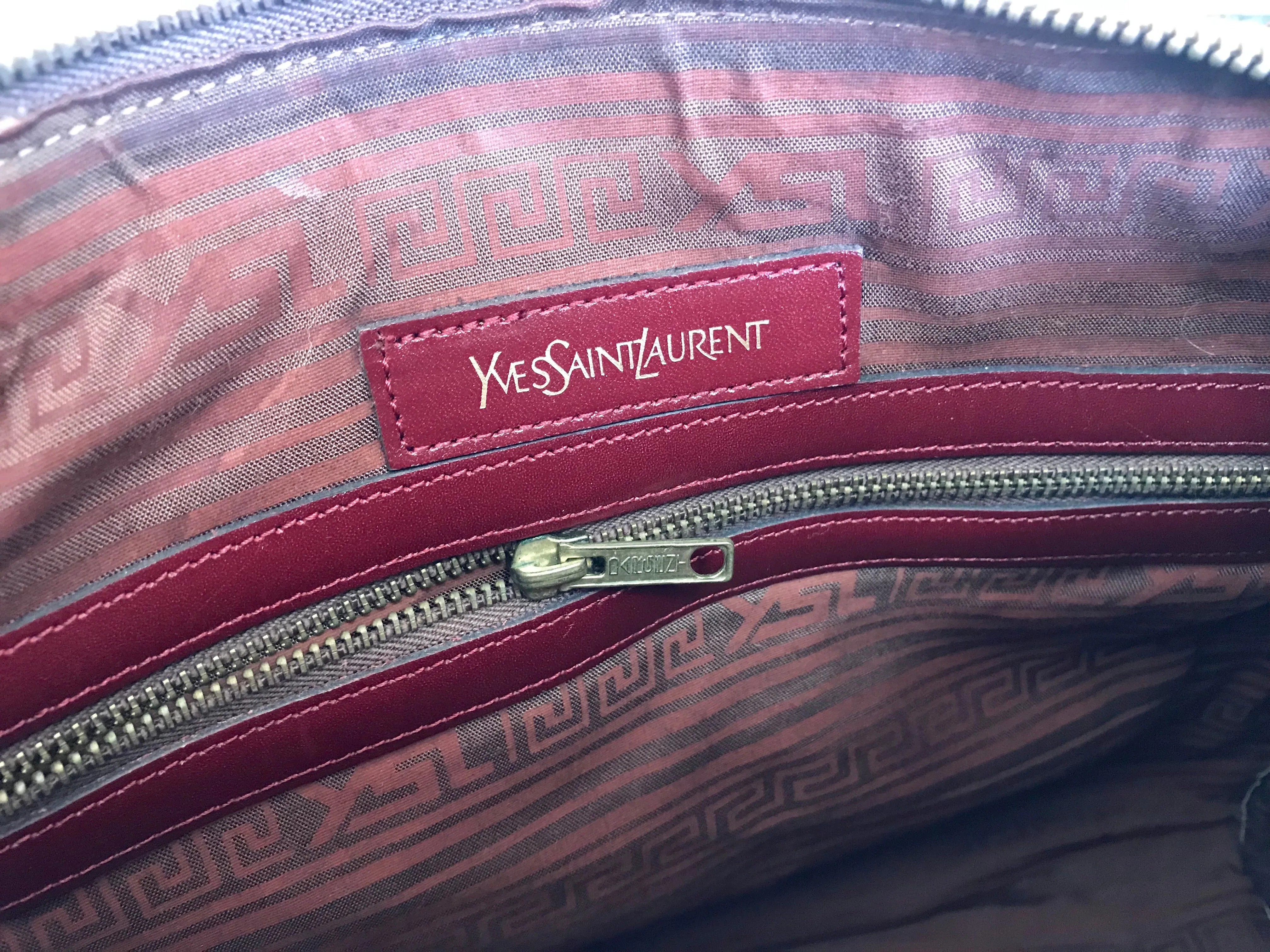 Vintage Yves Saint Laurent red brown handbag , mini duffle bag. Classic speedy bag design unisex YSL purse. 050320r13