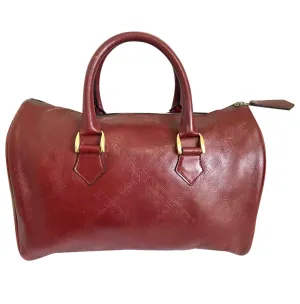 Vintage Yves Saint Laurent red brown handbag , mini duffle bag. Classic speedy bag design unisex YSL purse. 050320r13