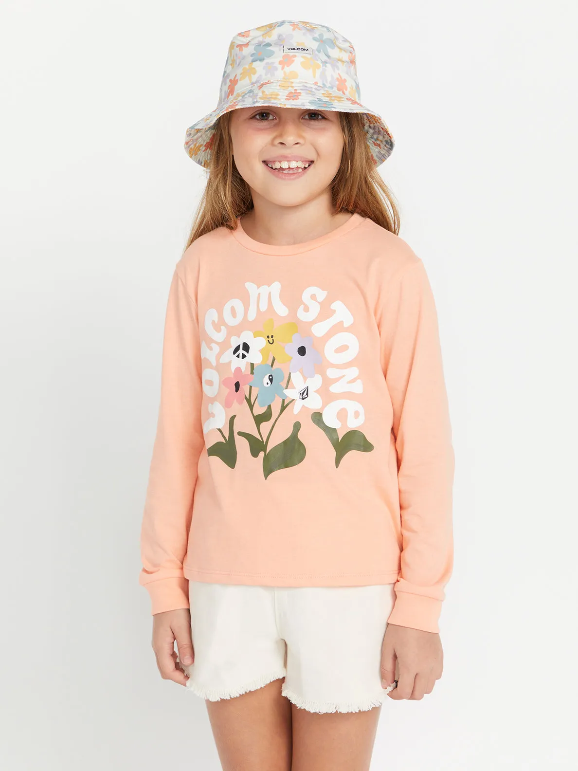 Volcom Girls Little Groovy Bucket Hat - Star White