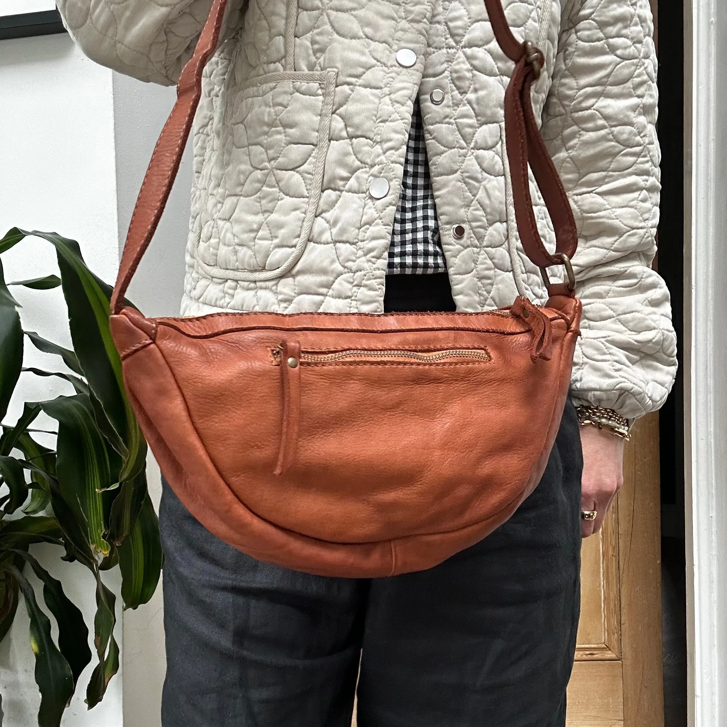 Washed Leather Sling Bags