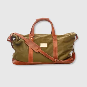Waxed Canvas / Leather Weekender Bag - Olive
