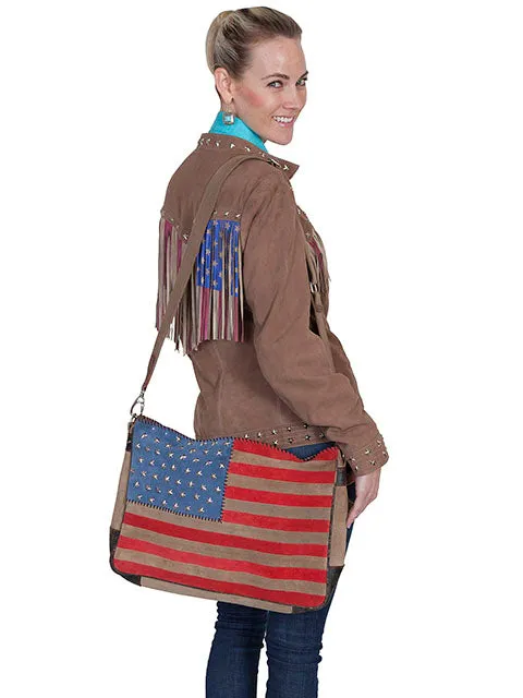 Western Stars and Stripes Leather Shoulder Handbag