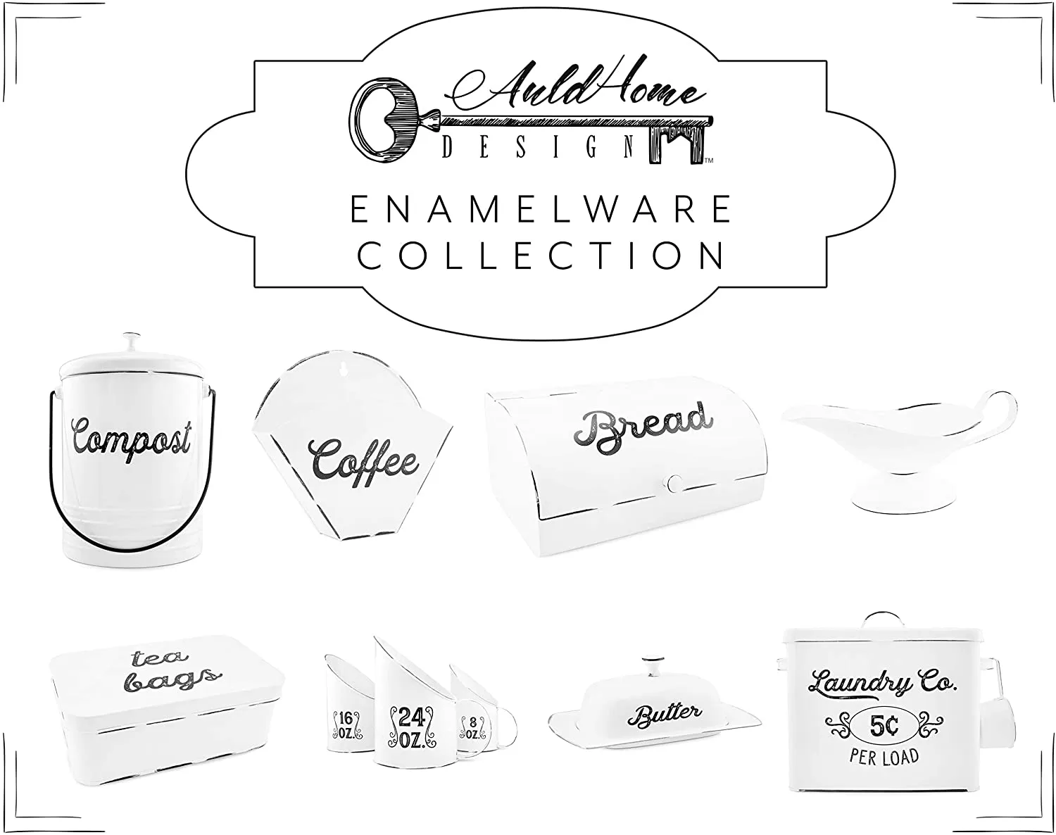 White Enamelware Compost Bin (Case of 8)