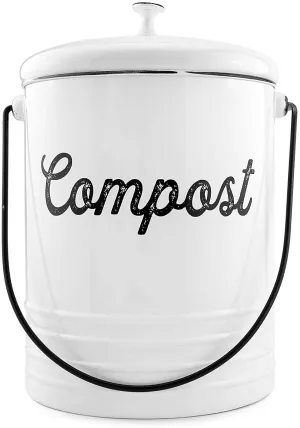 White Enamelware Compost Bin (Case of 8)