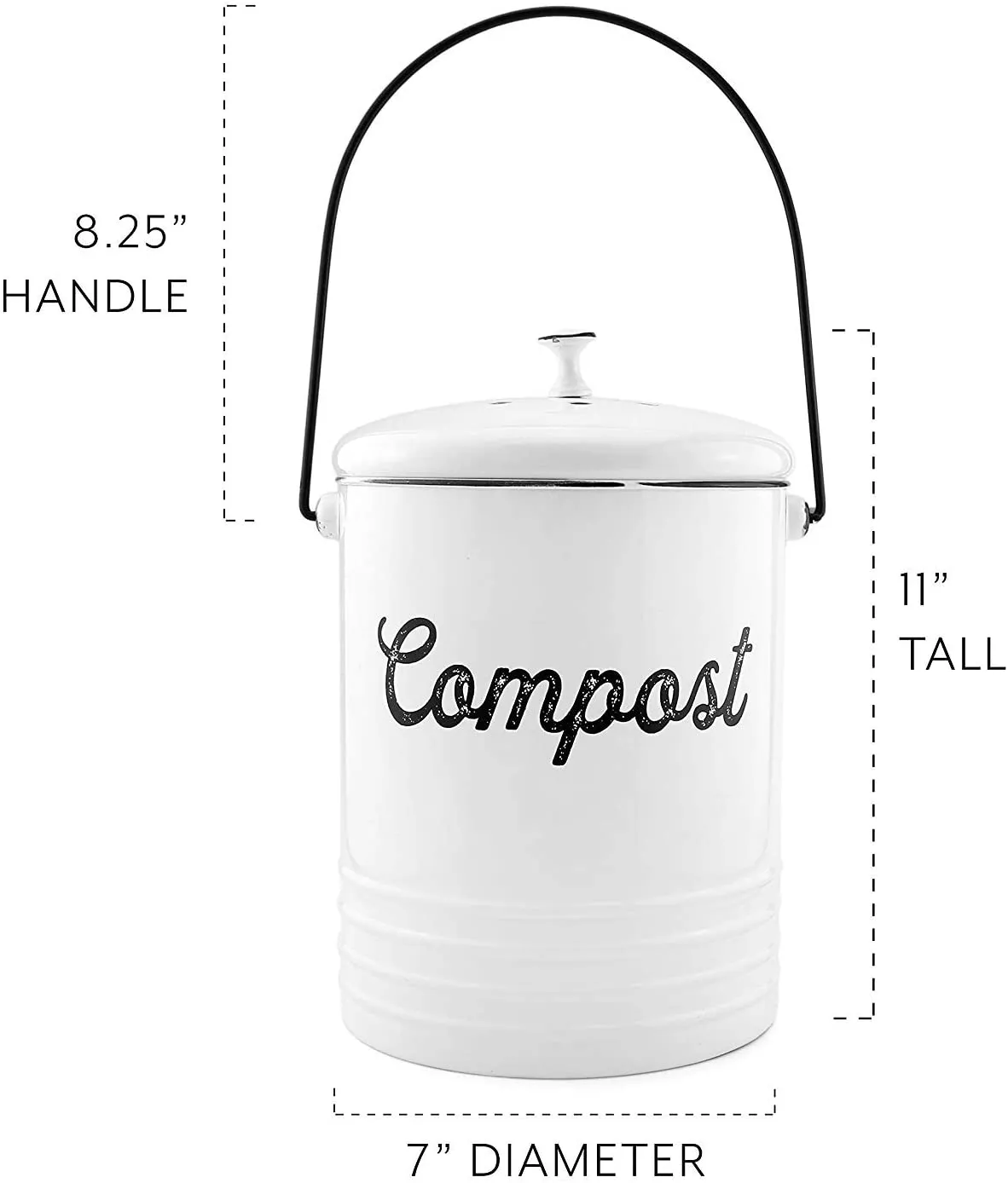 White Enamelware Compost Bin (Case of 8)
