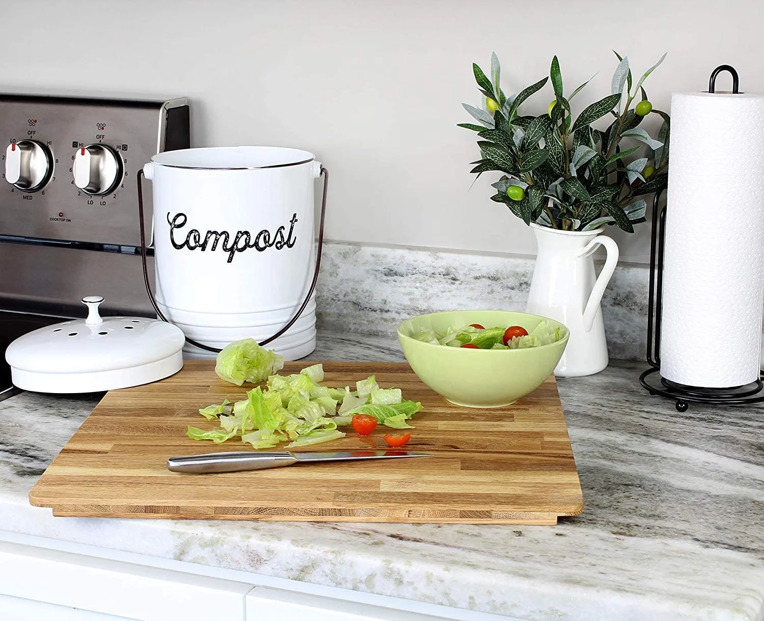 White Enamelware Compost Bin (Case of 8)