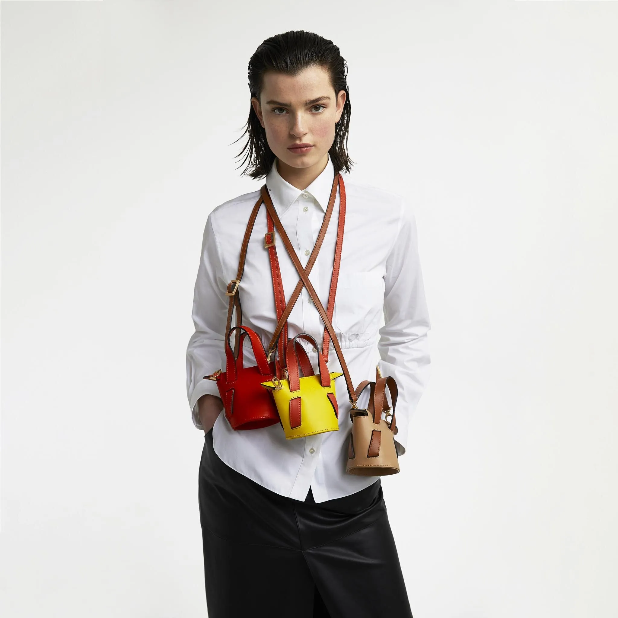 Yellow   Orange Mini Bucket Bag