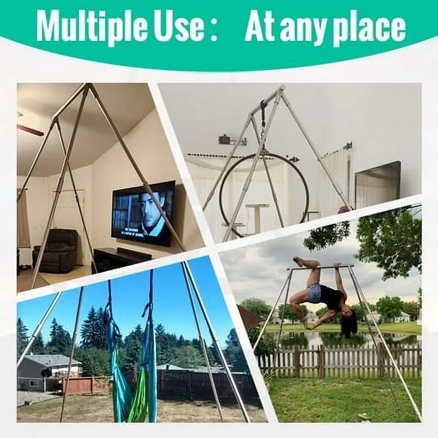Yoga Frame Yoga Swing Bar Aerial Yoga Stand 551 lhs/250kg Triangle for Indoor Outdoor 97 in