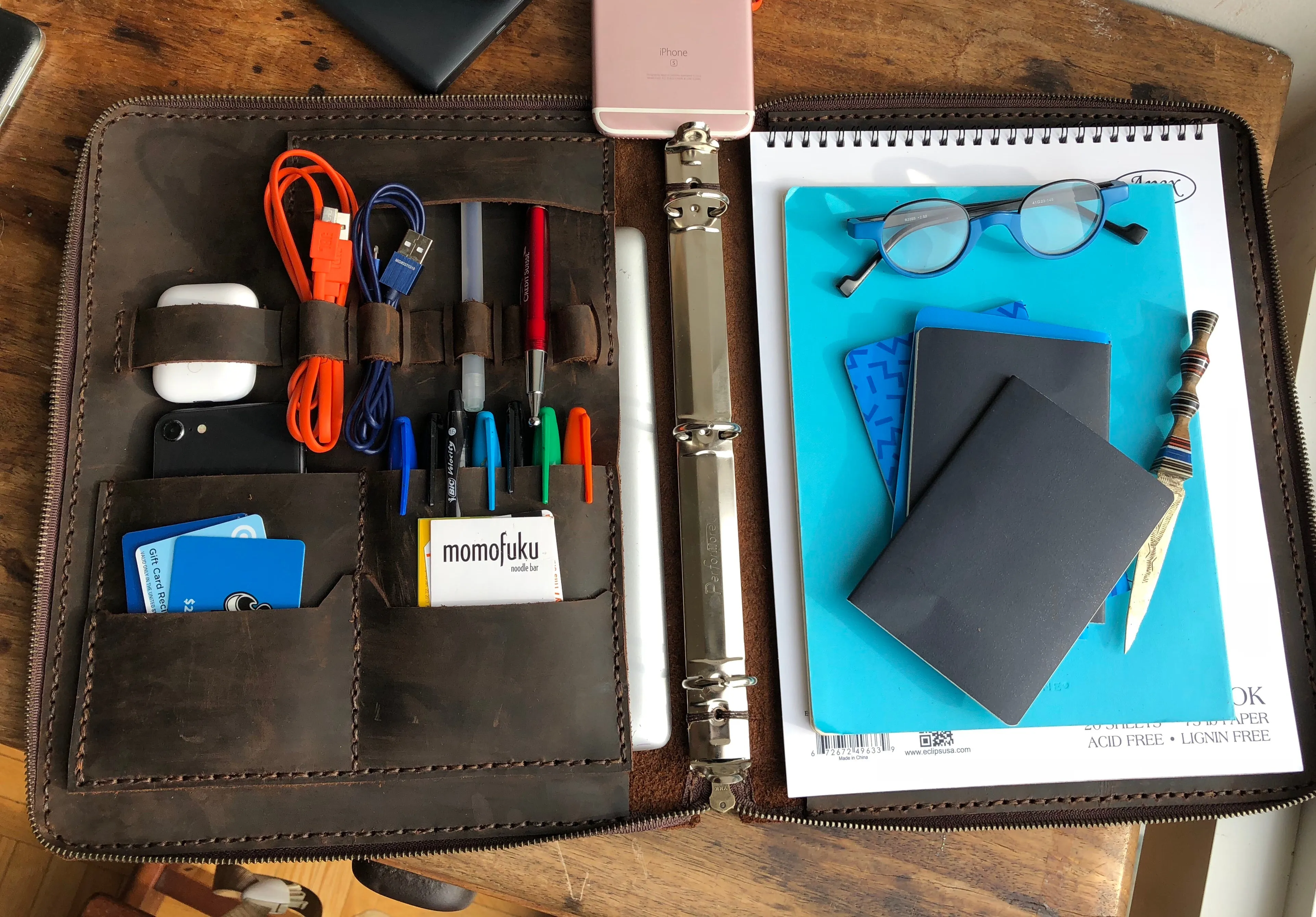Zipper Portfolio / Leather Padfolio / Binder portfolio with zipper / Handmade leather binder