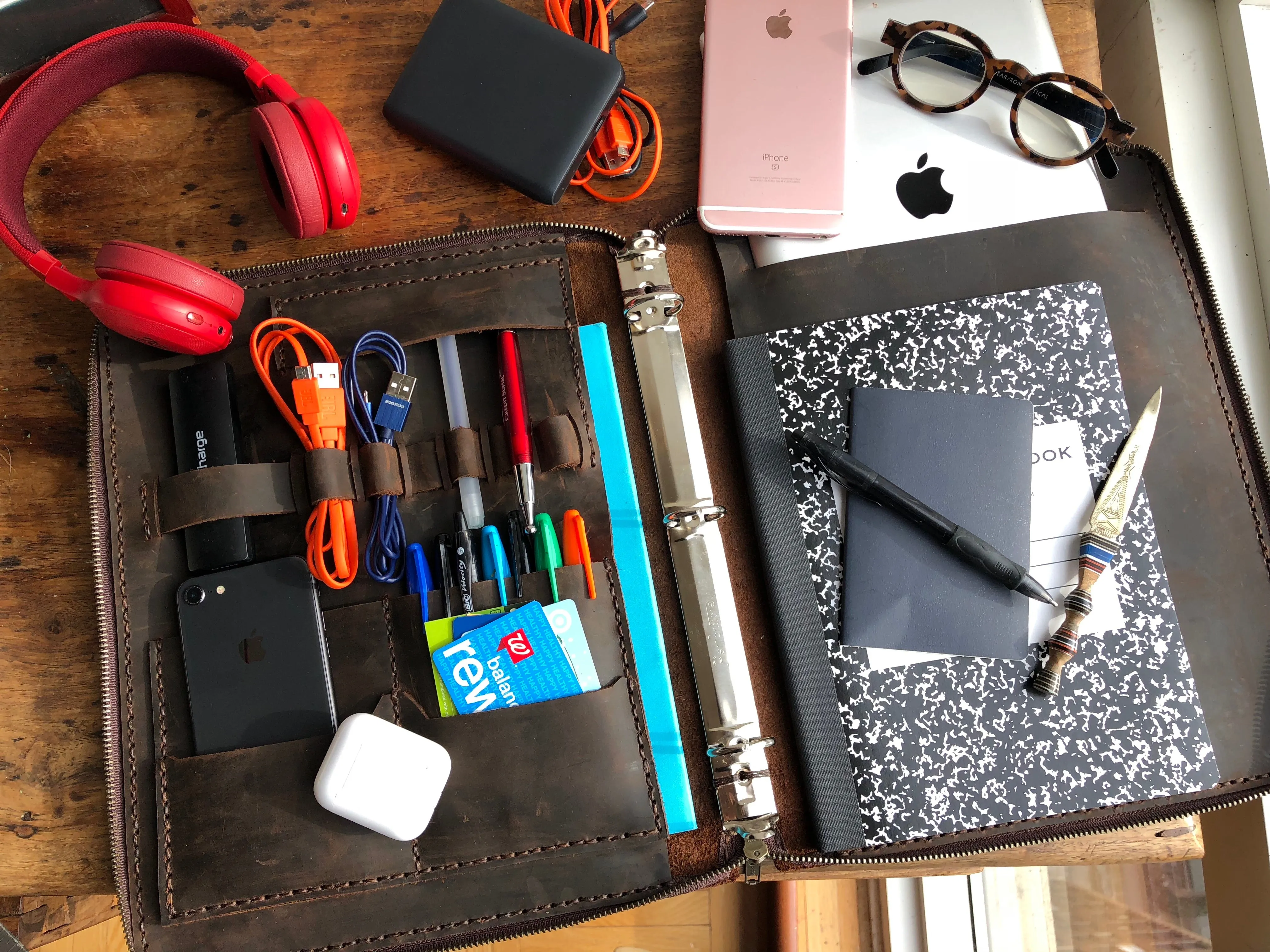 Zipper Portfolio / Leather Padfolio / Binder portfolio with zipper / Handmade leather binder